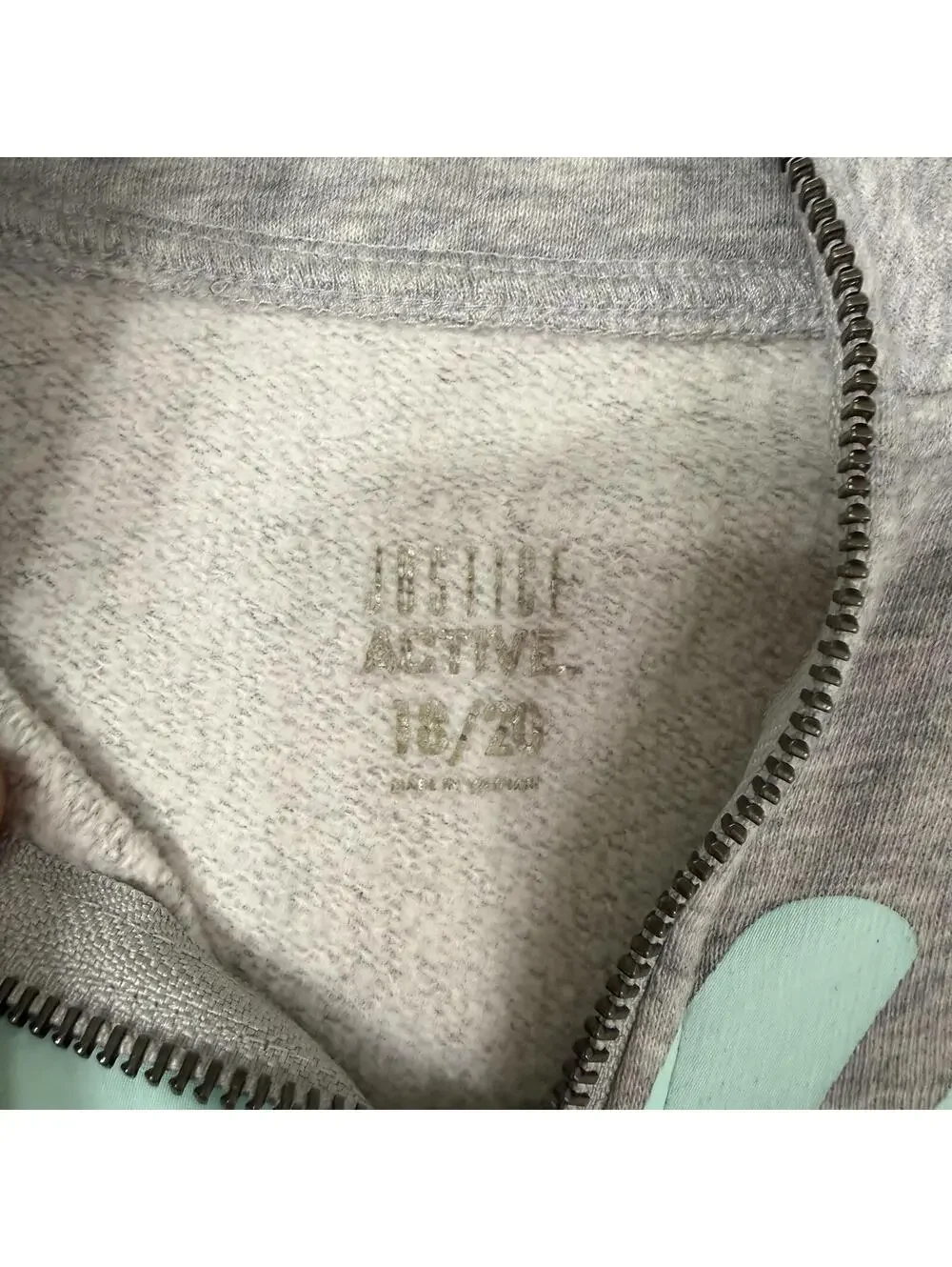 Justice Gray Half-Zip Sweatshirt with Light Blue 'Dance' Print Girls Size 18